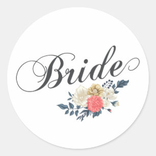 Einfach & elegant Bride floral SIEGEL Runder Aufkleber