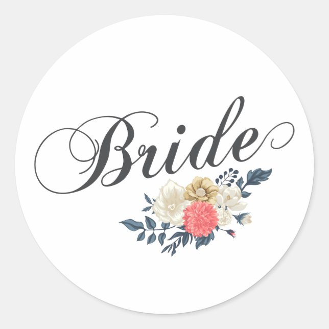 Einfach & elegant Bride floral | SIEGEL Runder Aufkleber (Vorderseite)