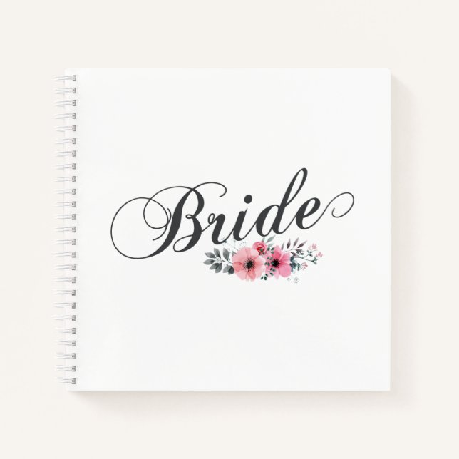 Einfach & elegant Bride Rosa Blütenbraun | Noteboo Notizbuch (Vorderseite)