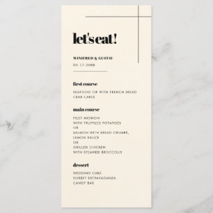 Einfach elegant & chic essen wir Hochzeit Menükarte