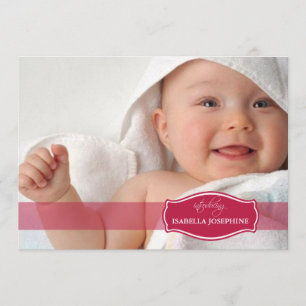 Einfach Elegant (Cranberry) Baby Birth Announcemen Ankündigung