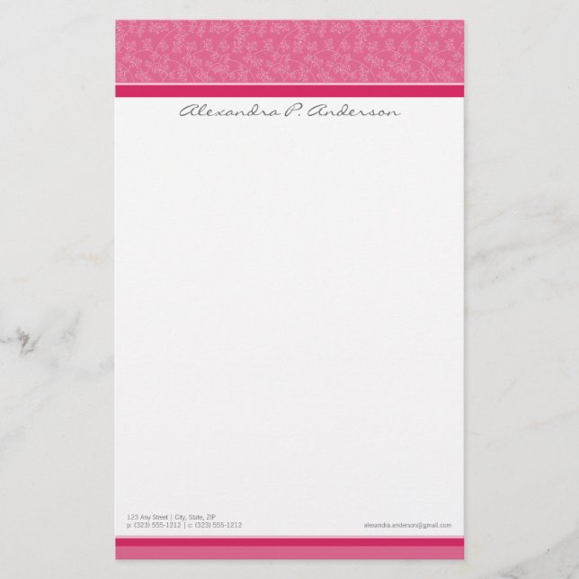 Einfach elegant Custom Designer Fuschia Stationery Briefpapier (Vorderseite)