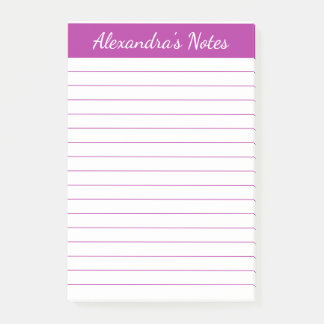 Einfach elegant, dunkelrosa Lined Personalisiert Post-it Klebezettel