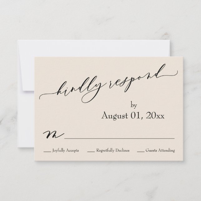 Einfach, elegant, freundlich und freundlich reagie RSVP karte (Vorderseite)