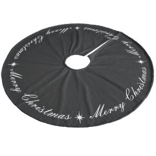 Einfach elegant froh Weihnachten Schwarz & Weiß Fleece Weihnachtsbaumdecke
