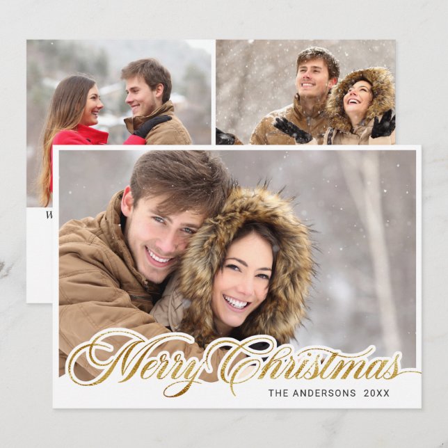 Einfach elegant frohe Weihnachten 3 FOTO Gruß (Vorne/Hinten)