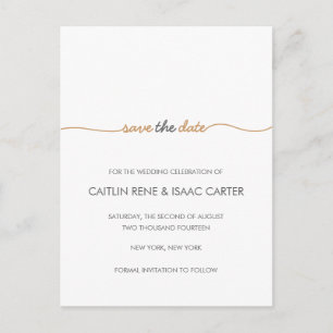 Einfach elegant Gold Save the Date Ankündigungspostkarte