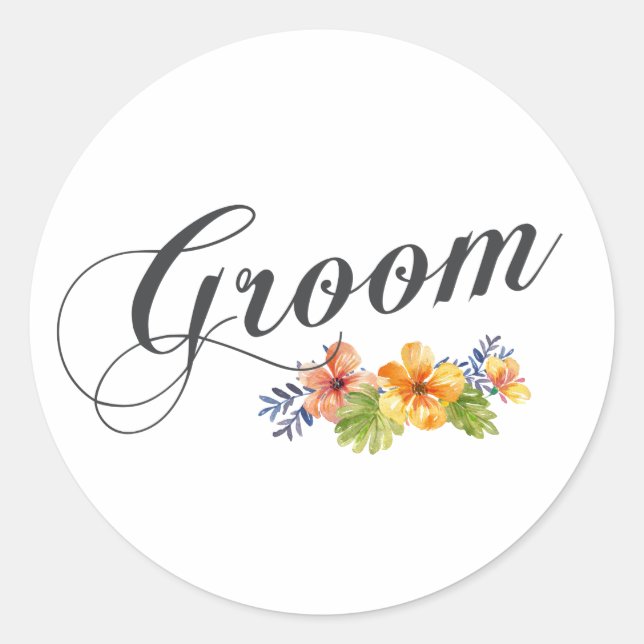 Einfach & elegant Groom Floral | SIEGEL Runder Aufkleber (Vorderseite)