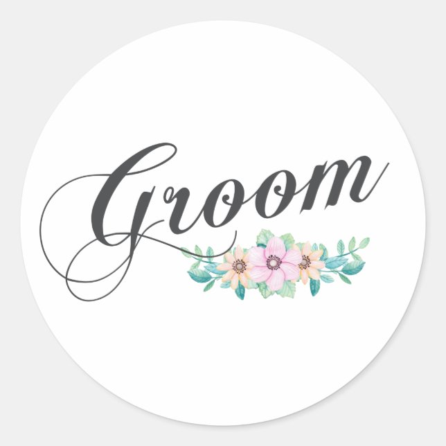Einfach & elegant Groom Floral | SIEGEL Runder Aufkleber (Vorderseite)