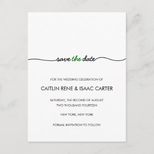 Einfach elegant grün Save the Date Ankündigungspostkarte