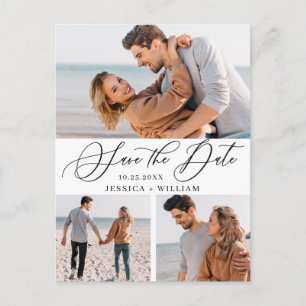 Einfach elegant Hochzeit Save the Date 3 Foto Postkarte
