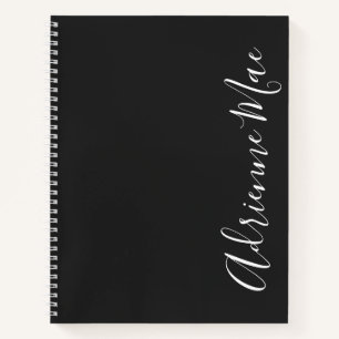 Einfach elegant Kohle & Weiß Personalisiert Notizbuch