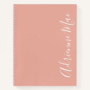 Einfach elegant Korallenrosa Personalisiert Notizbuch