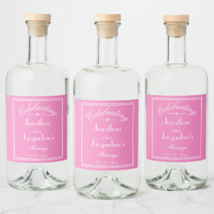 Einfach Elegant Liebenswert Rosa Hochzeit Weiße De Alkoholflaschenetikett