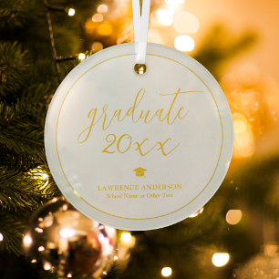 Einfach Elegant Minimalist Absolvent 2026 Abschlus Ornament Aus Glas