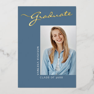 Einfach elegant modern 1 Foto Foil Grad Card Folieneinladung