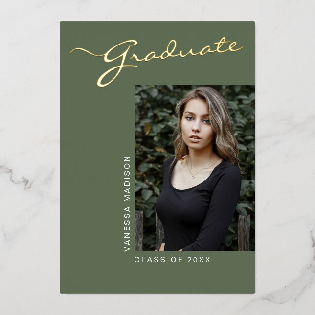 Einfach elegant modern | 1 Foto Foil Grad Card Folieneinladung (Vorderseite)