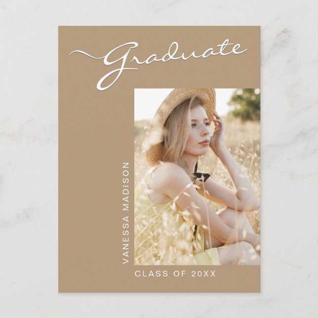 Einfach elegant modern | 1 Foto Grad Bekanntgabe Postkarte (Vorderseite)