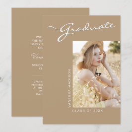 Einfach elegant modern | 1 Foto Khaki Grad Ankündigung