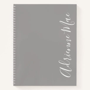 Einfach elegant Modern Ash Gray Personalisiert Notizbuch