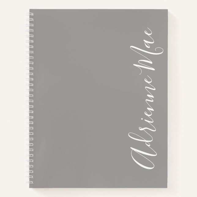 Einfach elegant Modern Ash Gray Personalisiert Notizbuch (Vorderseite)