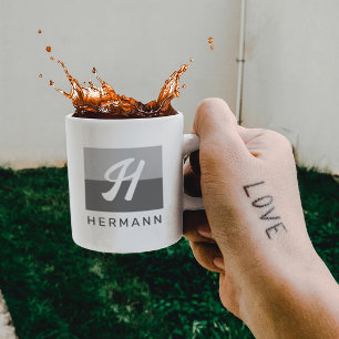 Einfach elegant Modern Minimal Initial & Name Gray Kaffeetasse