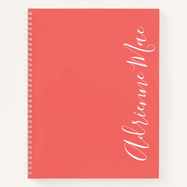 Einfach elegant moderne Korallen Personalisiert Notizbuch (Vorderseite)