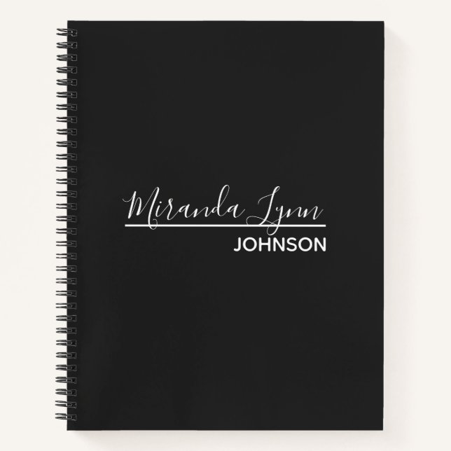 Einfach elegant Modernes Dunkles Grau Personalisie Notizbuch (Vorderseite)
