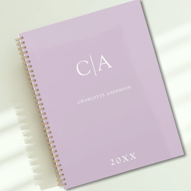 Einfach, elegant, monogramm planer (Simple Elegant Monogram Purple Custom Planner with your Name, Initials or Message)
