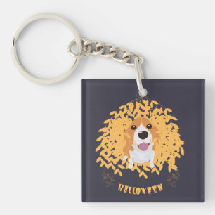 Einfach elegant Niedlich mein Hund und Halloween Schlüsselanhänger