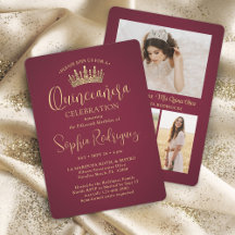 Einfach Elegant Quinceañera 3 Foto Burgund