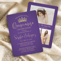 Einfach Elegant Quinceañera 3 Foto Lila und Gold