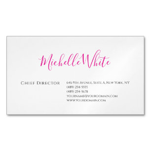 Einfach Elegant Rosa Weiß Professionell Modern Magnetische Visitenkarte