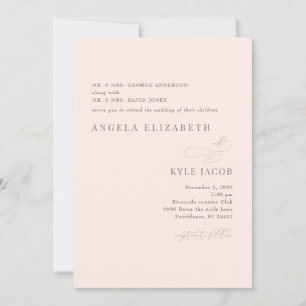 Einfach & Elegant Roségold-Text Hochzeit Einladung