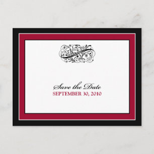 Einfach elegant Schwarz/Cranberry Save the Date Ankündigungspostkarte