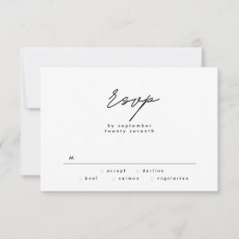 Einfach elegant Schwarz-Weiß-Text Hochzeit RSVP Karte