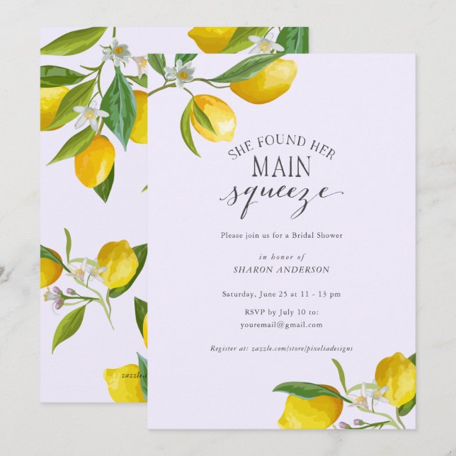 Einfach elegant Sie fand ihre Haupt-Squeeze Bridal Einladung (Vorne/Hinten)