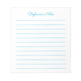 Einfach elegant Sky Blue Lined Personalisiert Note Notizblock