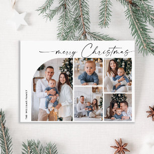 Einfach Elegant Stylische 5 FOTO Weihnachtsgrüße Feiertagskarte