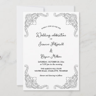 Einfach elegant Vintag Geblüht   Hochzeit Einladung