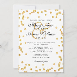 Einfach & elegant Wedding Gold Glitzer Confetti Einladung