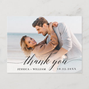 Einfach Elegant Wedding Hearts Foto Vielen Dank Postkarte