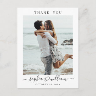 Einfach Elegant Wedding Hearts Foto Vielen Dank Postkarte