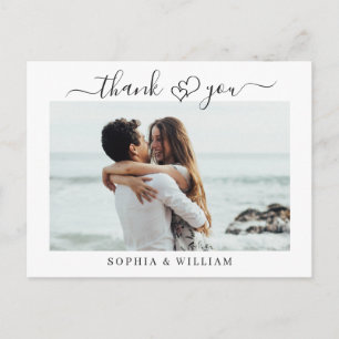 Einfach Elegant Wedding Hearts Foto Vielen Dank Postkarte