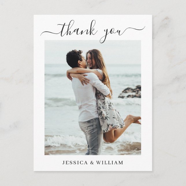 Einfach Elegant Wedding Hearts Foto Vielen Dank Postkarte (Vorderseite)