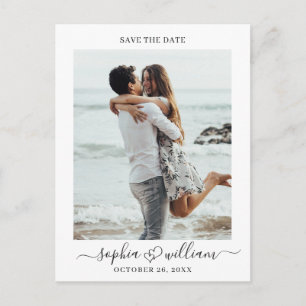 Einfach Elegant Wedding Hearts Save the Date Foto Postkarte