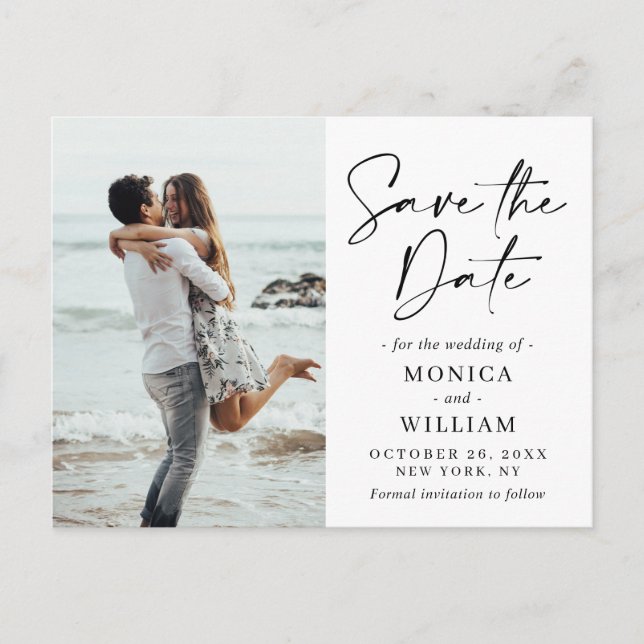 Einfach Elegant Wedding Hearts Save the Date Foto Postkarte (Vorderseite)