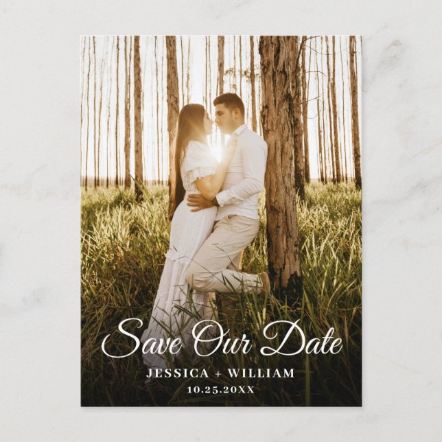 Einfach Elegant Wedding Save the Date Foto Postkarte (Vorderseite)