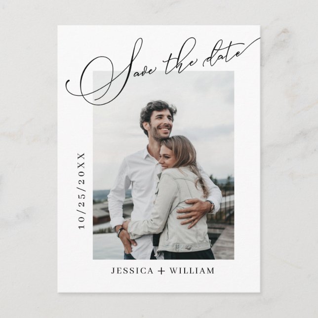 Einfach Elegant Wedding Save the Date Foto Postkarte (Vorderseite)