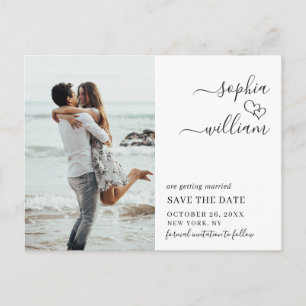 Einfach Elegant Wedding Save the Date Foto Postkarte
